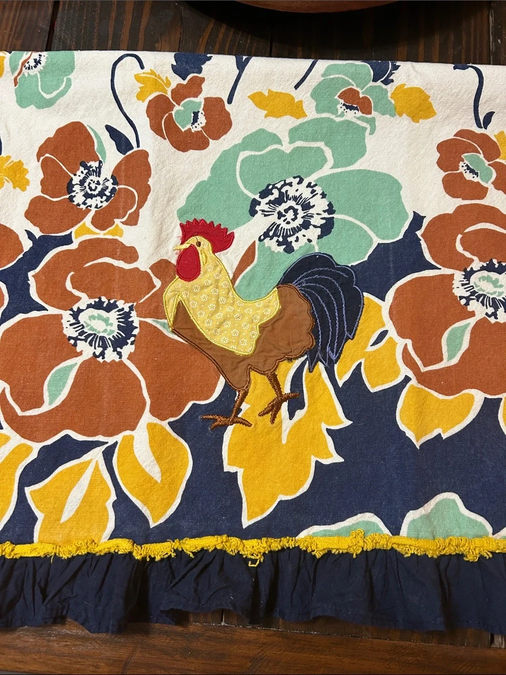 Decorative Rooster Kitchen Towel - Navy, Yellow, Red by Sur la Table